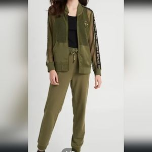 Karl Lagerfeld ParisLogo-Detail Mesh Bomber Jacket